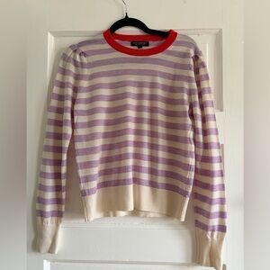 J.Crew Merino Striped Purple and Cream Tippi Sweater